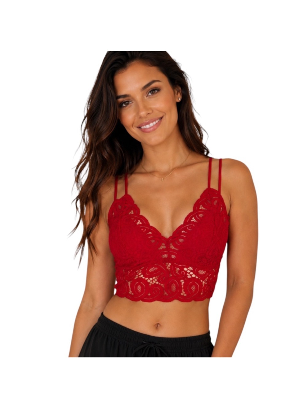 Victoria’s Secret PINK Red Lace Bralette Cami Crop Top Size S